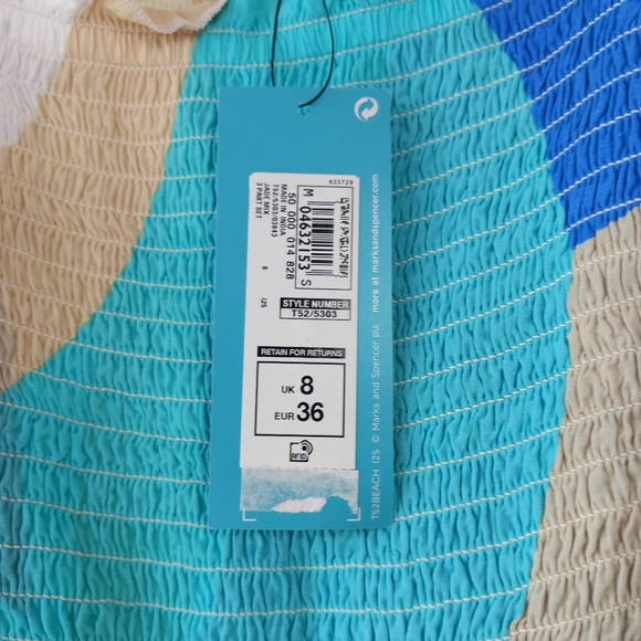 M&S Collection Beach Dress Turquoise Size 8 Removable Straps Holiday Cruise BNWT - Picture 10 of 13